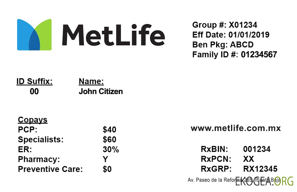 Carte d'assurance maladie du Mexique